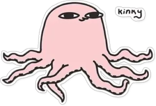 😏 kinky polpo, carino, cartone animato, divertente, animale, rosa telegram sticker