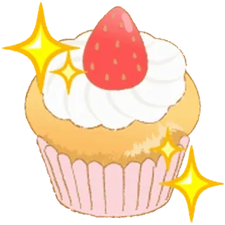 😊 cupcake, postre, fresa, dulce, comida, panadería, antojo whatsapp sticker