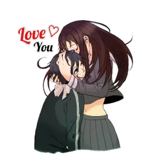 ❤ Love You amor, pareja, abrazo, anime, afecto, romance, dibujos animados telegram sticker