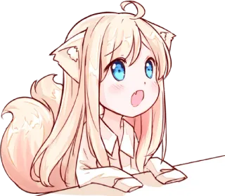 😔 อนิเมะ, มังงะ, สาวหมาป่า, เคโมะมิมิ, น่ารัก, คาวาอิ telegram sticker