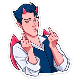 🖕 devil, horns, middle finger, demon, offensive, wings telegram sticker