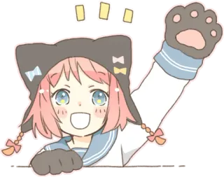 👋 Anime, Chat, Kawaii, Mignon, Fille, Illustration, Dessin animé telegram sticker