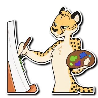 🎨 치타, 퍼리, 아티스트, 그림, 캔버스, 미술 telegram sticker