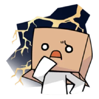 🤔 cartoon, character, sticker, box head, shocked, lightning telegram sticker