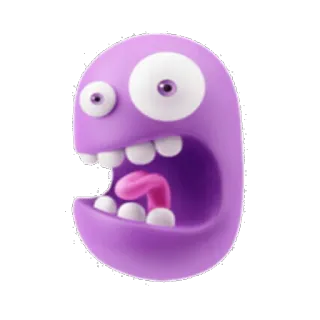 😱 이모티콘, 보라색, 웃긴, 만화, 표정, 바보 같은 telegram sticker