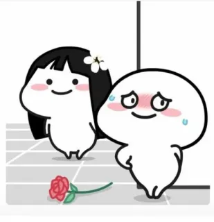 😥 amour, romance, couple, dessin animé, fleur telegram sticker
