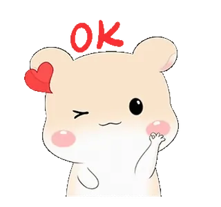 👌 OK carino, criceto, occhiolino, kawaii, cuore, ok telegram sticker
