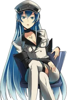 😏 Esdeath Akame ga Kill! Anime, Meisje, Militair, Schurk, Ijs, Koud, Generaal telegram sticker
