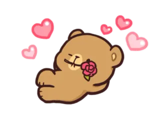 😍 urso, amor, rosa, corações, desenho animado telegram sticker