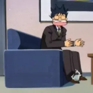 🤯 sitzen, stuhl, anime, büro, mann, anzug telegram sticker