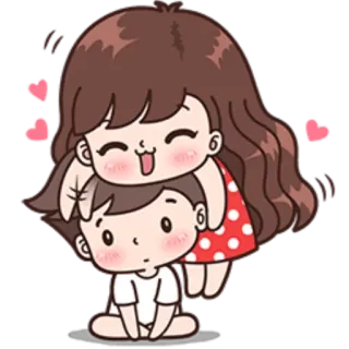 😻 만화, 사랑, 커플, 하트, 포옹, 귀여운 whatsapp sticker