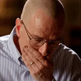 🌓 Walter White Breaking Bad sad, man, bald, glasses, worried telegram sticker