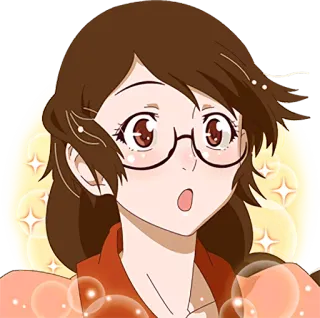 😯 Anime, Frau, Brille, Überrascht, Cartoon, Illustration, Figur, Niedlich telegram sticker