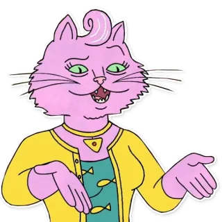 👍 Princess Carolyn BoJack Horseman Мультфильм, Кошка, Антропоморфный, Принцесса Кэролин, Конь БоДжек telegram sticker