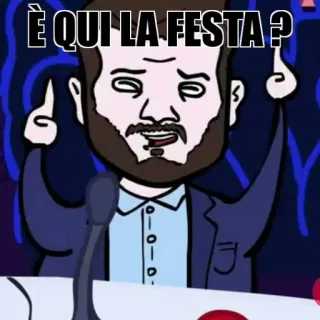 😜 È QUI LA FESTA? festa, celebrazione, italiano, cartoni animati, umorismo, uomo telegram sticker