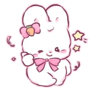 📩 bunny, rabbit, kawaii, cute, sticker, pink, bow, cartoon telegram sticker