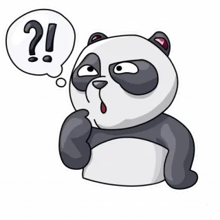 🤔 ?! Panda, Pregunta, Pensando, Dibujo animado, Sticker, Confundido whatsapp sticker