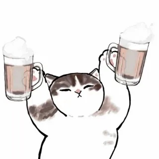 🥞 cat, beer, drink, animal, cute, fun telegram sticker