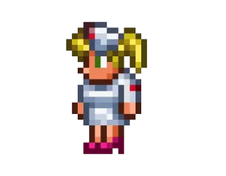 🌎 Nurse Terraria Pixel art, Videojuego, Enfermera, Terraria telegram sticker