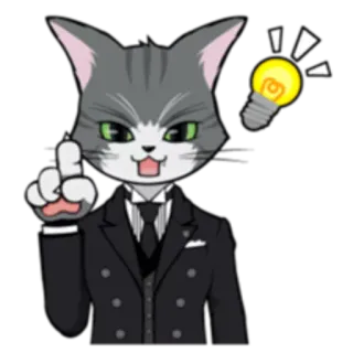 💡 고양이, 아이디어, 집사, 전구, 정장, 동물, 만화, 정장 telegram sticker