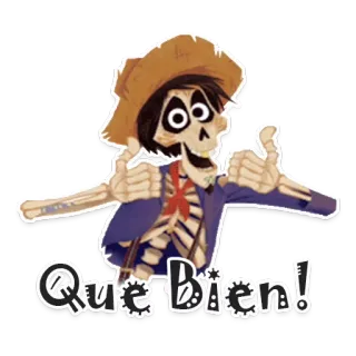 👍 Que bien! skeleton, thumbs up, positive, spanish, expression telegram sticker
