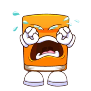 😭 плачущий, грустный, эмодзи, слезы, мультфильм, оранжевый whatsapp sticker