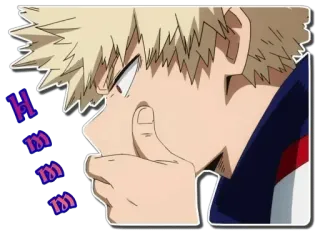 🤔 Katsuki Bakugo My Hero Academia Hmm อนิเมะ, เด็กผู้ชาย, คิด, ฮีโร่, คัตสึกิ telegram sticker