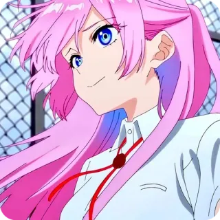 🙂 animé, cheveux roses, fille, manga, souriant, personnage telegram sticker