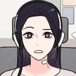 🔖 mujer, chica, auriculares, audífonos, dibujos animados, anime, manga whatsapp sticker