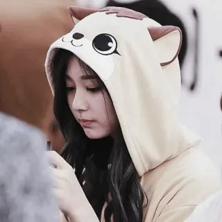 🐻 femme, sweat à capuche, oreilles d'animaux, coréen, asiatique, mignon, jeune adulte telegram sticker