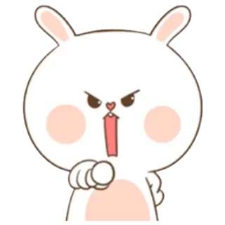 😠 conejo, conejito, enojado, lindo, dibujos animados, pegatina whatsapp sticker