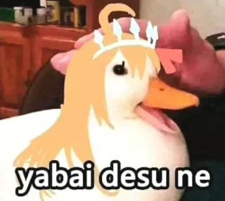 😏 yabai desu ne duck, anime, yabai, desu, ne, funny whatsapp sticker