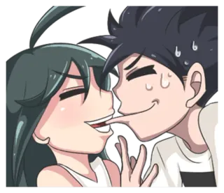 😬 anime, love, couple, romance, kiss telegram sticker