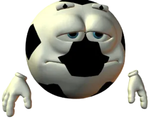 😐 pallone da calcio, umore, triste, 3D, cartone animato whatsapp sticker
