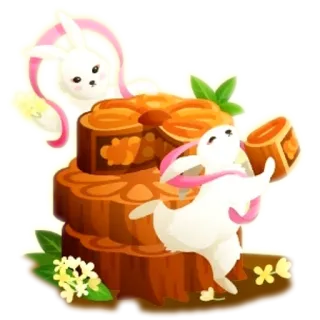 🍌 konijn, maancake, Midherfstfestival, konijntje, eten, feest, dessert telegram sticker