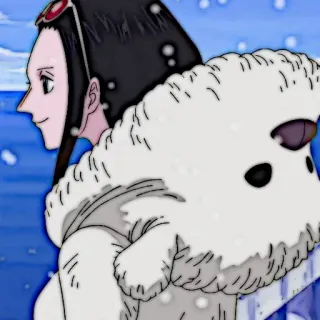 📜 Nico Robin One Piece 妮可·罗宾, 海贼王, 动漫, 卡通, 角色, 冬季服装 telegram sticker