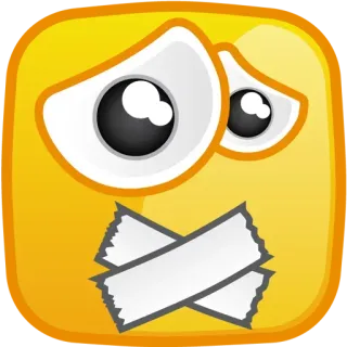 😷 Emoji, Silenciado, Silencio, Cinta adhesiva, Triste, Amarillo, Cuadrado whatsapp sticker