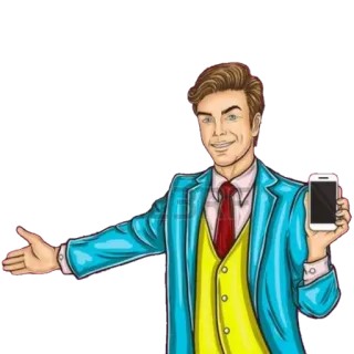 💁 man, businessman, phone, suit, tie telegram sticker