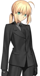 👑 Saber Fate/stay night อนิเมะ, ตัวละคร, ผู้หญิง, ชุดสูท telegram sticker