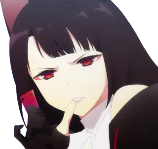 😠 anime girl, red eyes, cat ears, serious, phone whatsapp sticker