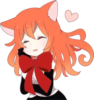 😍 Аниме, Милый, Девушка-кошка, Каваий, Наклейка, Сердце, Чиби telegram sticker