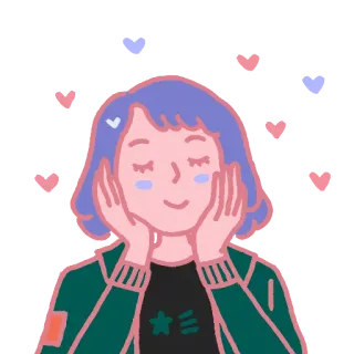 ❤ menina, bonito, coração, mulher, desenho animado whatsapp sticker
