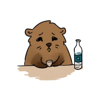 😩 berang-berang, binatang, minum, sedih, kartun whatsapp sticker