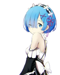 😉 Rem Re:Zero anime, maid, cute, girl, blue hair whatsapp sticker