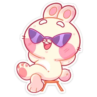 😎 うさぎ, サングラス, かわいい, 漫画, 動物 telegram sticker