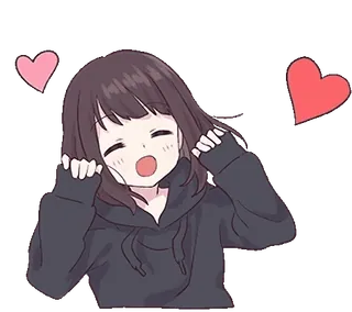 ❤️ Anime Mädchen, Cartoon, Niedlich, Herz, Mädchen, Kawaii whatsapp sticker
