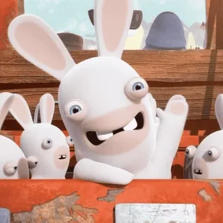 👋 Rabbids conejos, gracioso, dibujos animados, animales, blanco, animado whatsapp sticker