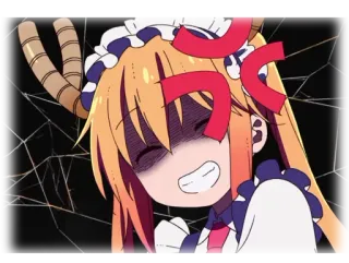 💢 Tohru Miss Kobayashi's Dragon Maid Anime, Drago, Cameriera, Arrabbiato, Cartone animato telegram sticker