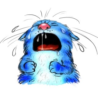 😫 gatto, triste, piangere, blu, animale telegram sticker