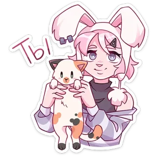 ☺️ ты 动漫, 兔子, 猫, 可爱, 卡哇伊, 贴纸 whatsapp sticker